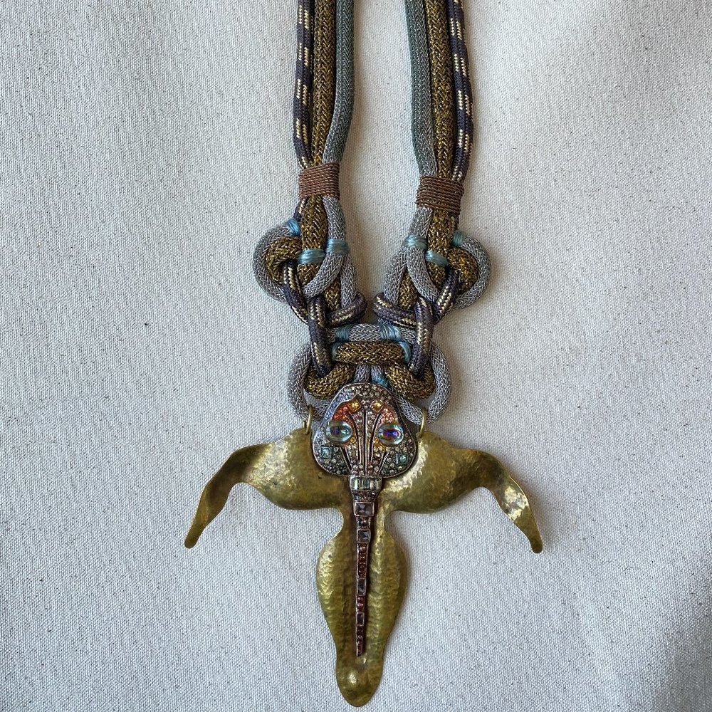 Alex + Lee Art Stunning to Wear Orchid Necklace with Woven Cord Choker